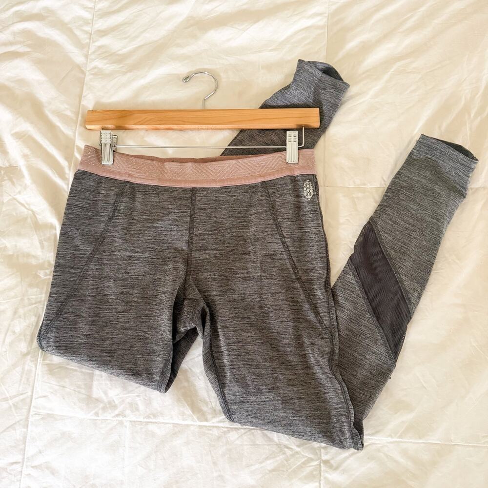 Free People Movement Gray Pink Mesh Athletic Leggings Medium